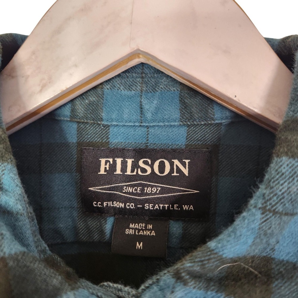 FILSON Alaskan Guide Shirt Womens Medium Blue Plaid Flannel Long Sleeve Button - Picture 7 of 12